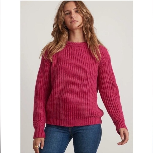 Marine Layer Chunky Oversized Crewneck Sweater Size XS Pink Rose Violet - Picture 2 of 13